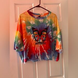 SHEIN Multicolor Tie-Dye Top Butterfly 4XL